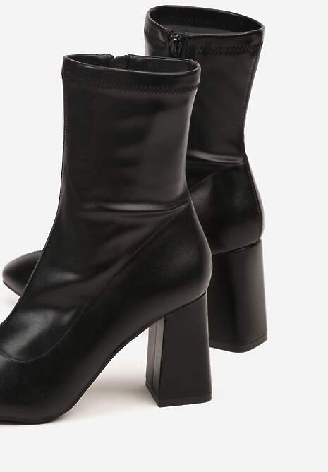 Czarne Botki Vices na Obcasie Typu Słupek ze Szpiczastym Noskiem Morenne