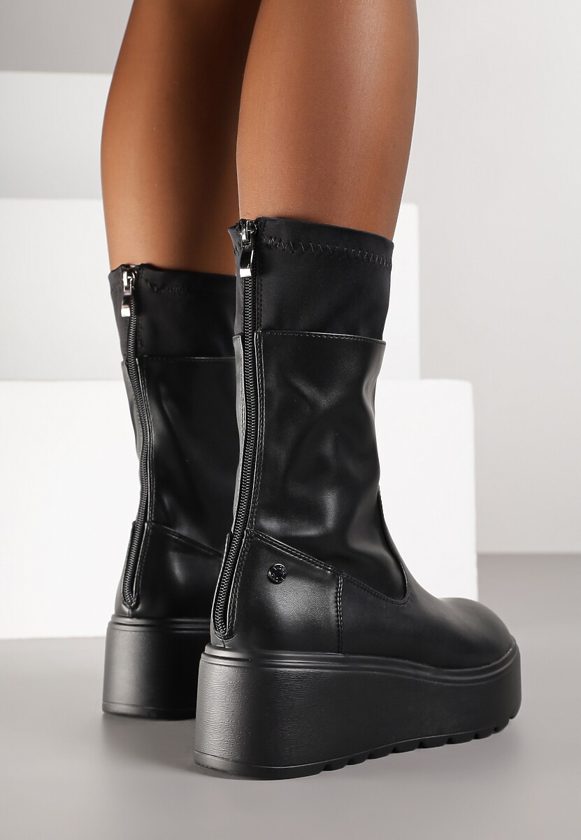 Czarne Botki Vices na Grubej Podeszwie w Stylu Grunge Anarriva