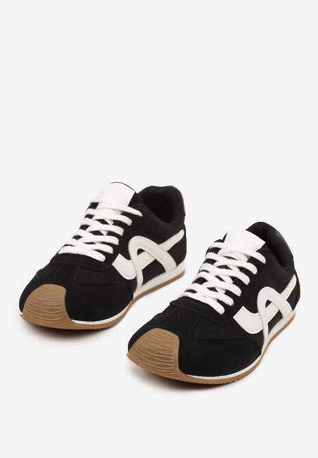 Czarne Sneakersy z Geometrycznym Wzorem Arnenta