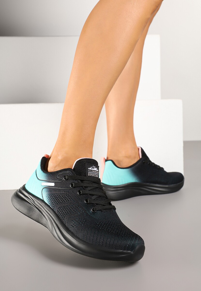 Czarno-Miętowe Buty Sportowe z Efektem Ombre na Podeszwie z Pianki Elanielia