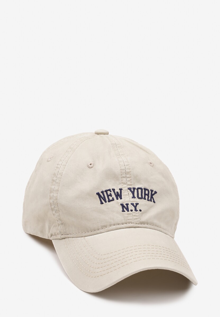 Granatowa Czapka z Daszkiem w Bawełny Zdobiona Napisem w Stylu Haftu Reioni