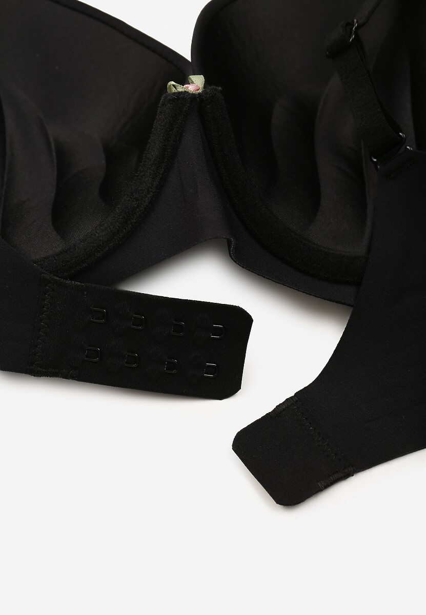 Czarny Gładki Biustonosz z Efektem Push-up Theisithea