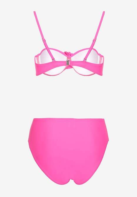 Różowe Bikini Majtki Figi Biustonosz Ozdobione Kwiatem 3D Tenionea