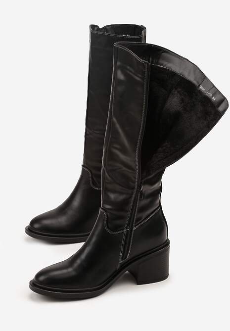 Czarne Kozaki Oficerki Vices na Słupku Giorima