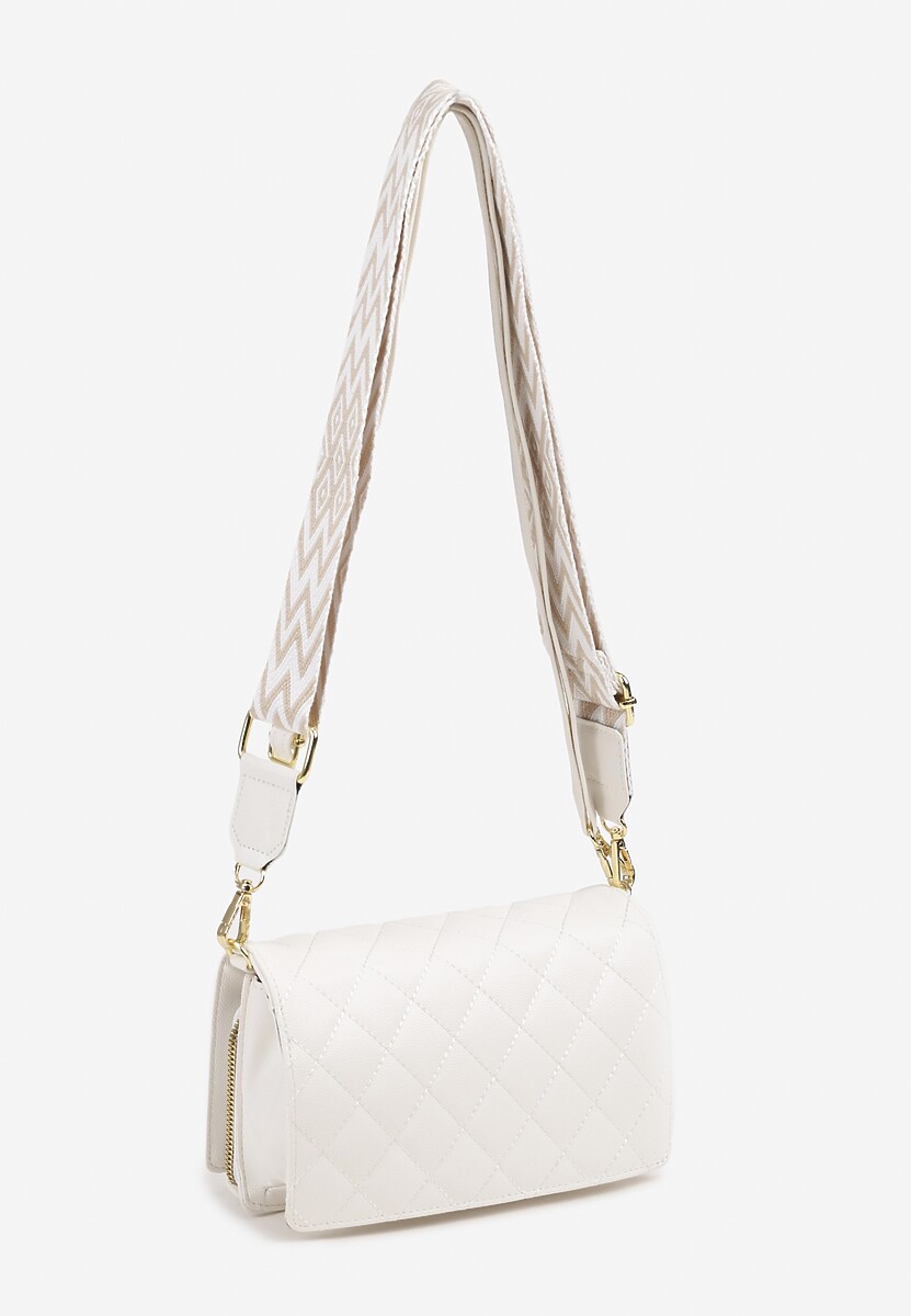 Biała Trzykomorowa Mała Torebka z Pikowaniem i Dodatkowymi Odczepianymi Paskami Siarolia