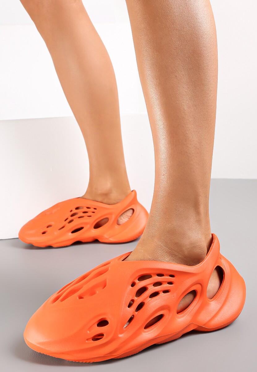 Pomarańczowe Wsuwane Sneakersy z Lekkiej Pianki z Wycięciami Bonasna
