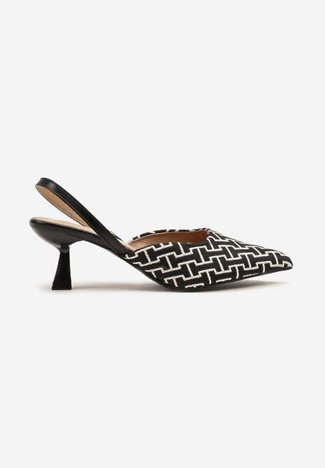 Czarne Sandały na Kaczuszce z Geometrycznym Wzorem Arriretta