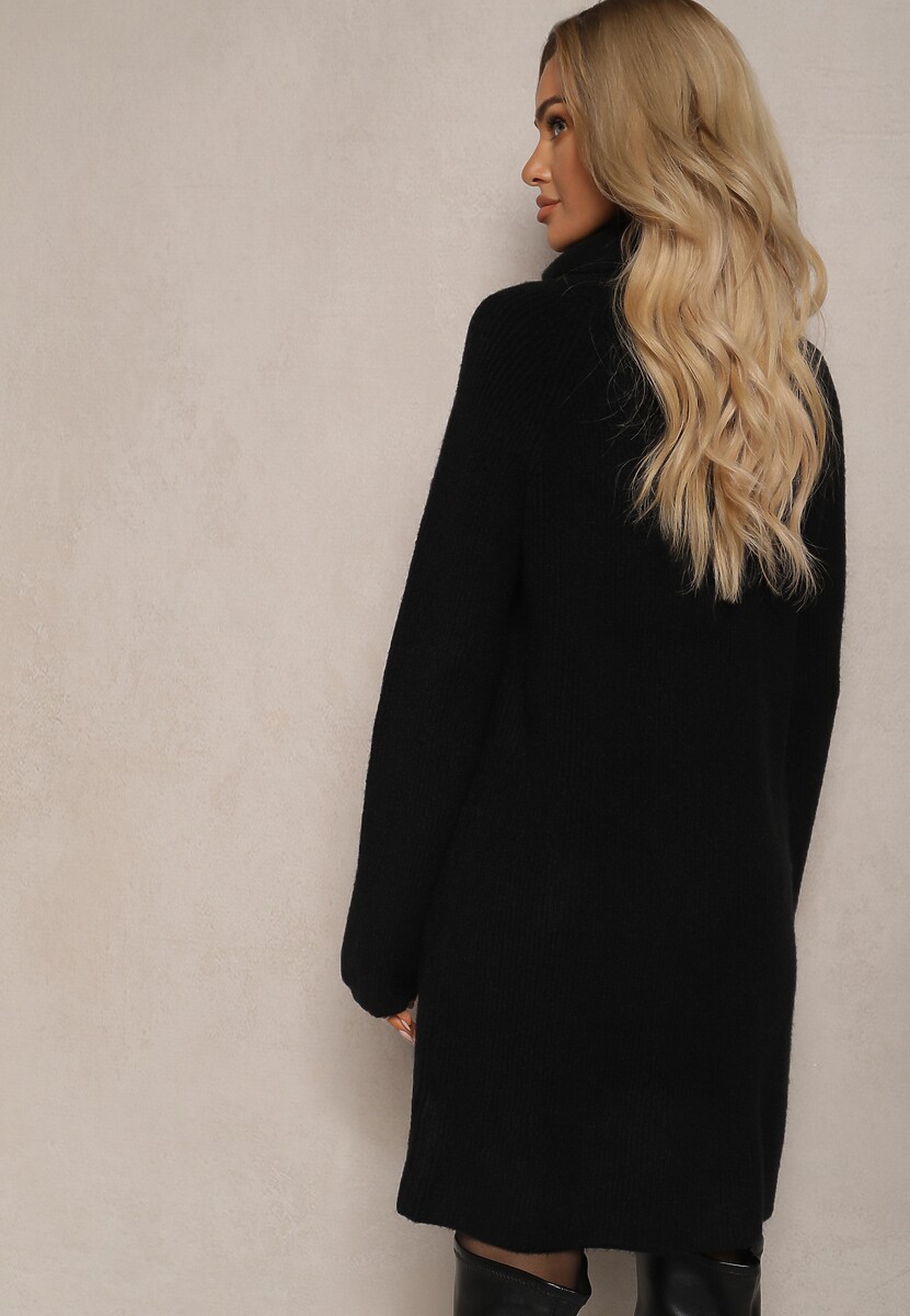 Czarna Sukienka Dzianinowa Prążkowana Lialethe