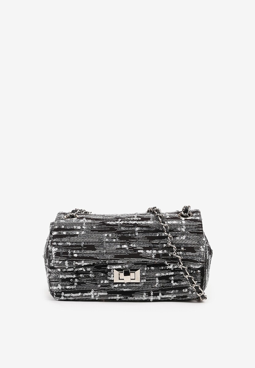 Czarna Cekinowa Torebka na Łańcuszku Efanela