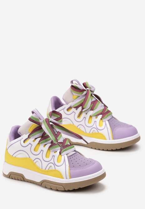 Fioletowe Sneakersy z Szerokimi Sznurówkami Nolita