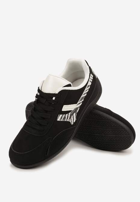Czarne Sneakersy z Geometrycznym Motywem w Zeberkę Arpolia