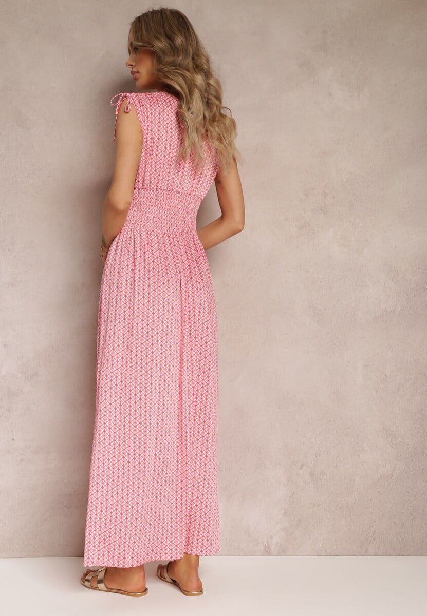 Czerwona Rozkloszowana Sukienka Maxi z Gumką w Pasie Jayma