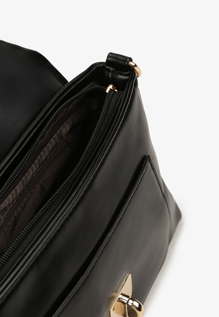 Czarna Kopertówka Torebka z Pikowaniem i Odpinanym Paskiem Rhianona