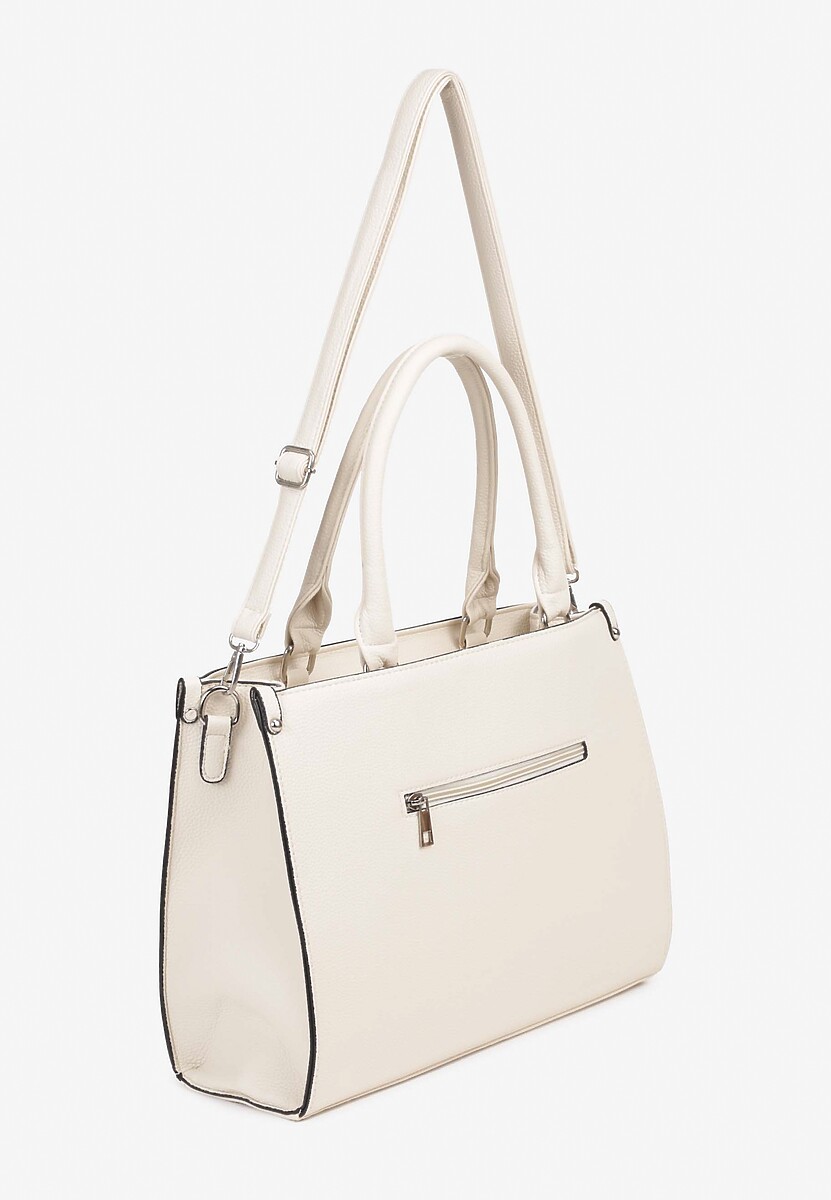 Biała  Prostokątna Torebka z Kieszenią na Zewnątrz i Paskiem Tirseki