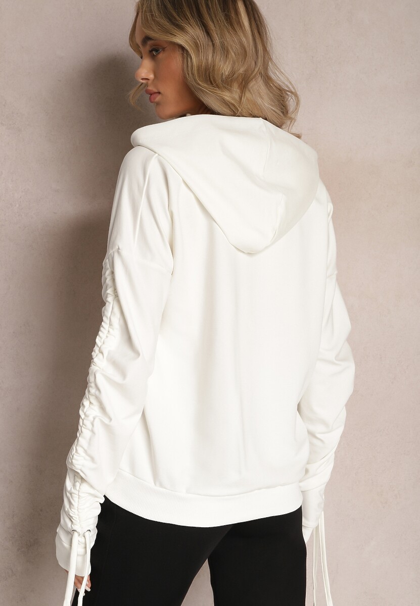 Biała Bluza Bawełniana z Kapturem Dolcean