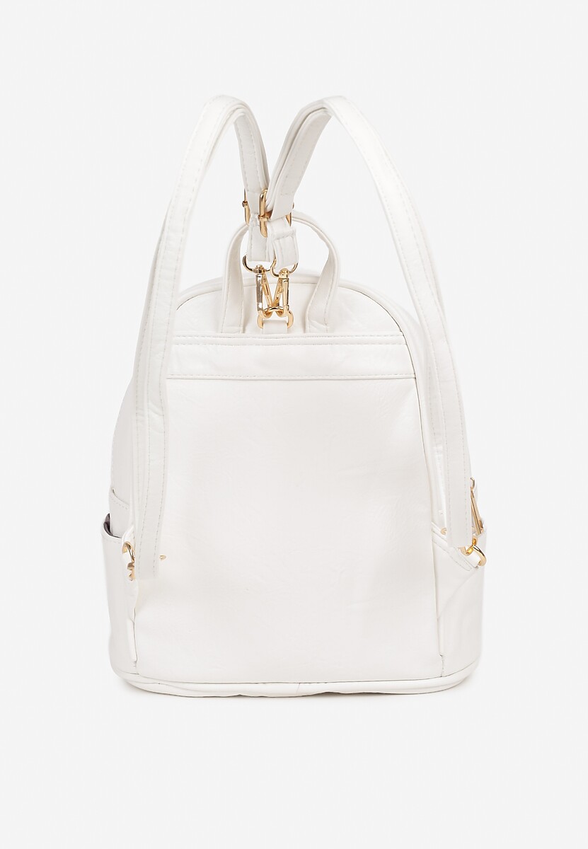 Biały Casualowy Plecak z Metalicznym Suwakiem Idalerra