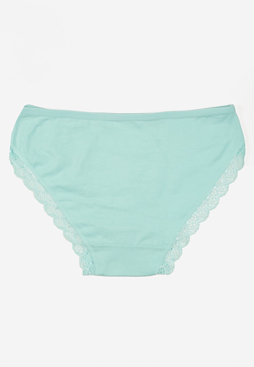 Miętowe Majtki Figi Ozdobione Wstawkami z Koronki Povia