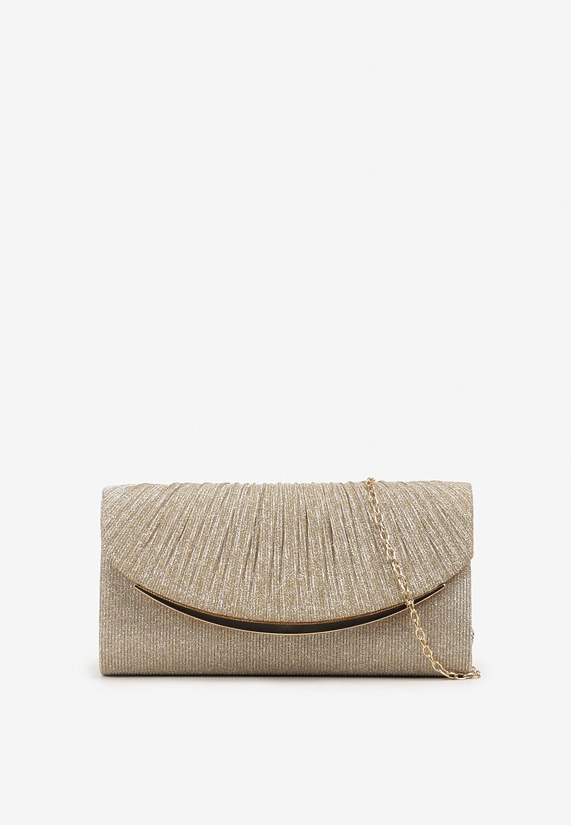 Srebrna Brokatowa Torebka Kopertówka na Odpinanym Łańcuszku Eyrila