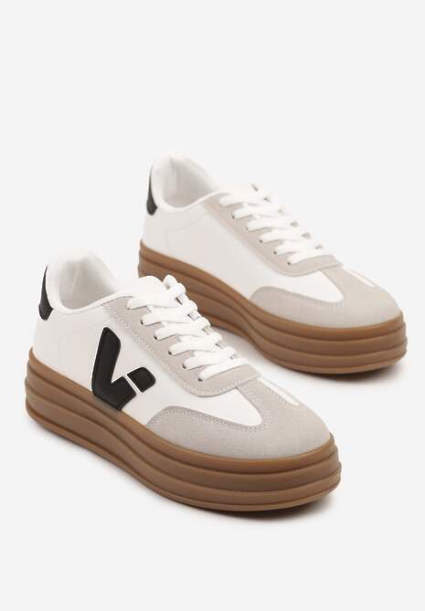 Białe Sneakersy na Kauczukowej Podeszwie Ellirielle