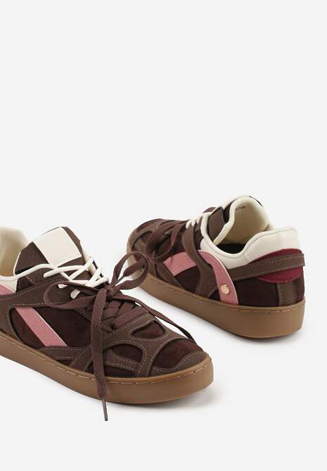 Brązowe Sneakersy Kultowe Tenisówki z Podwójnymi Sznurówkami Luvitta