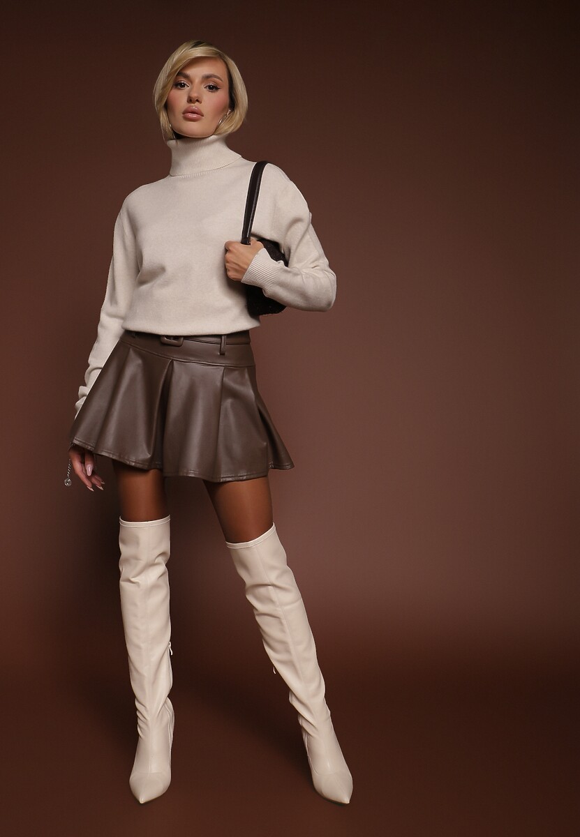 Beżowy Golf z Wełną i Wiskozą Olmeze