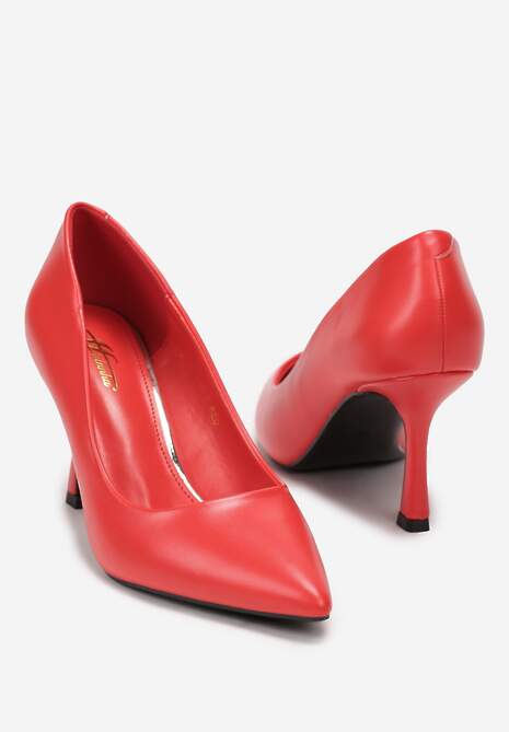 Czerwone Szpilki z Ekoskóry na Szpiczastym Noskiem Casson