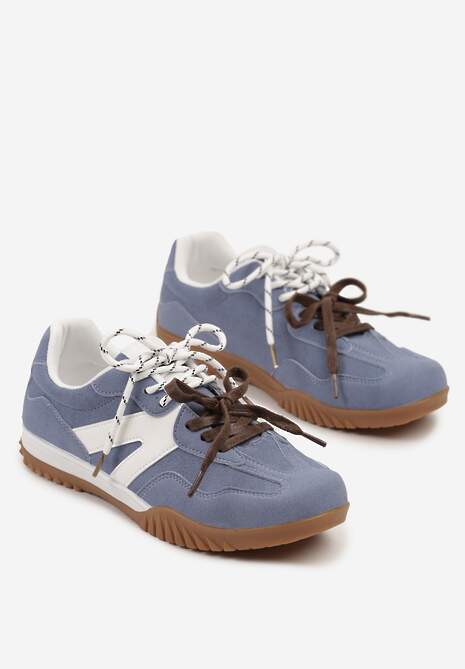 Niebieskie Sneakersy w Stylu Kultowych Tenisówek z Podwójnymi Sznurówkami Nilaviela