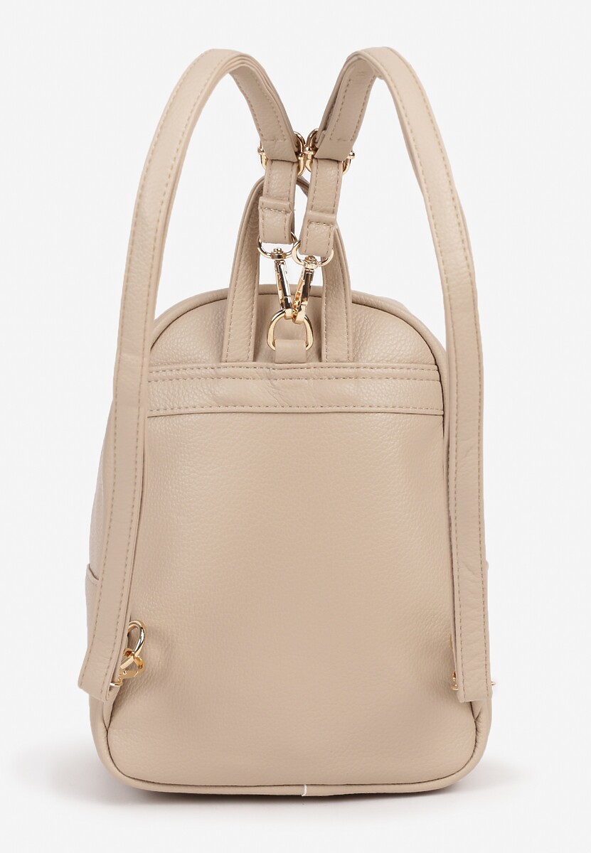 Ciemnobeżowy Trapezowy Plecak Zdobiony Elegancką Aplikacją Nanilia