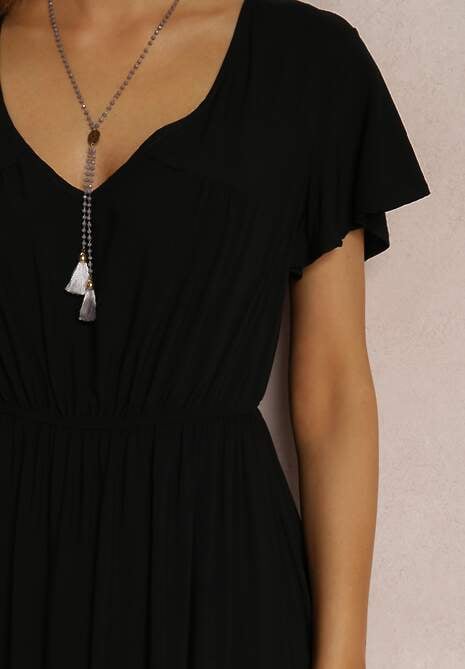 Czarna Sukienka z Wiskozy Jonmy