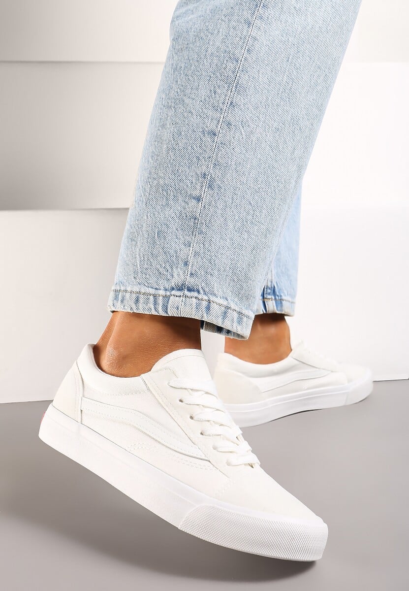 Białe Tenisówki z Boczną Naszywką Simeris