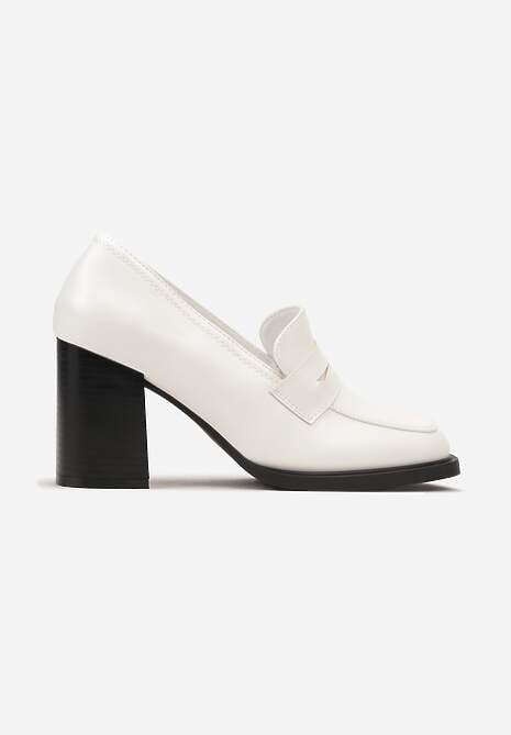 Białe Półbuty na Słupku z Kwadratowym Noskiem Teiga