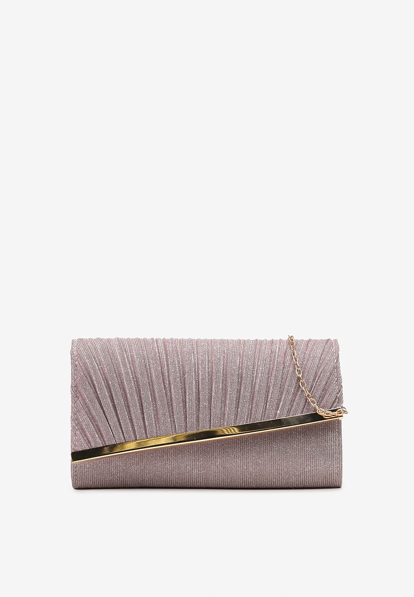 Srebrna Torebka Kopertowa Ozdobiona Brokatem i Asymetryczną Klapką Trippiera