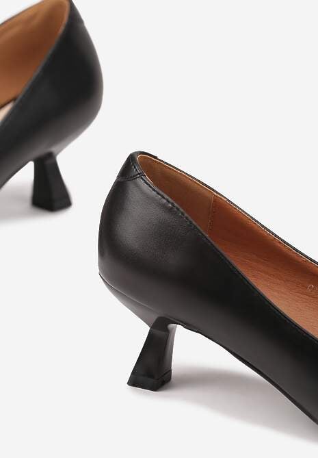 Czarne Czółenka Vices na Kaczuszce z Wkładką ze Skóry Naturalnej Nalibre