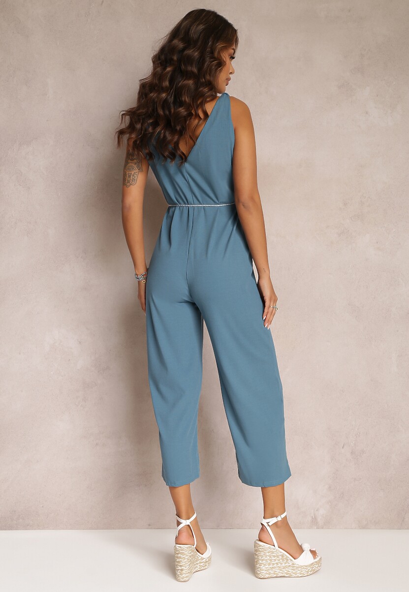 Niebieski Prążkowany Kombinezon bez Rękawów Valaya