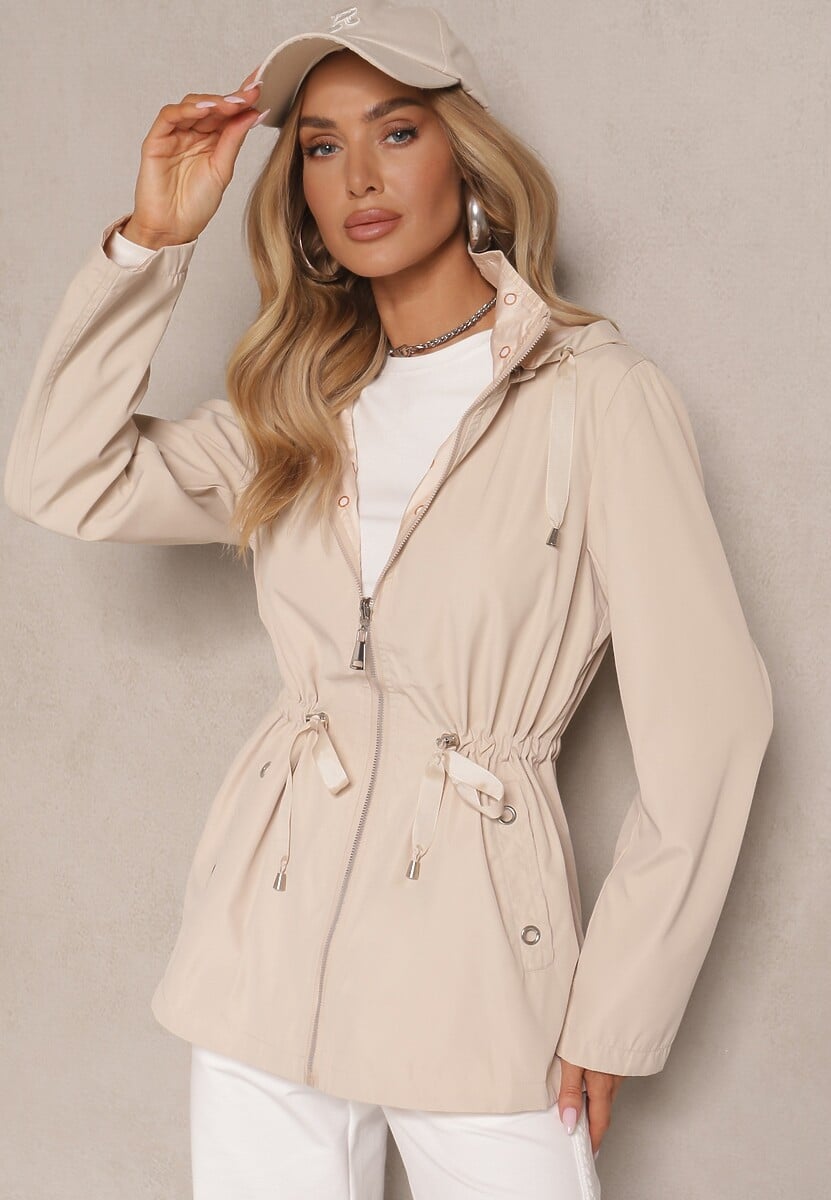 Czarna Kurtka Parka o Dwustronnym Kroju z Kapturem i Ściągaczem Tillionne