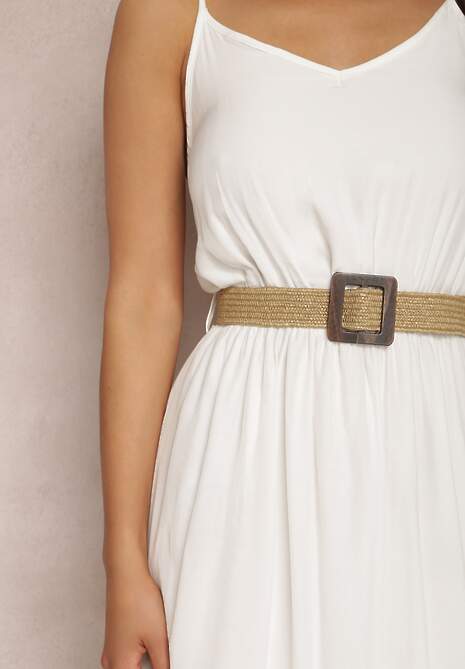 Biała Sukienka z Paskiem Auxonia