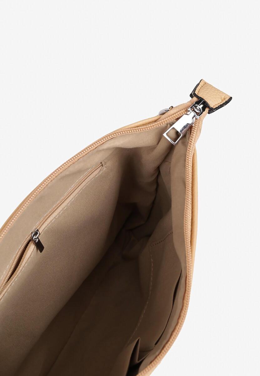 Ciemnobeżowa Torebka z Suwakami na Regulowanym Pasku Malovia