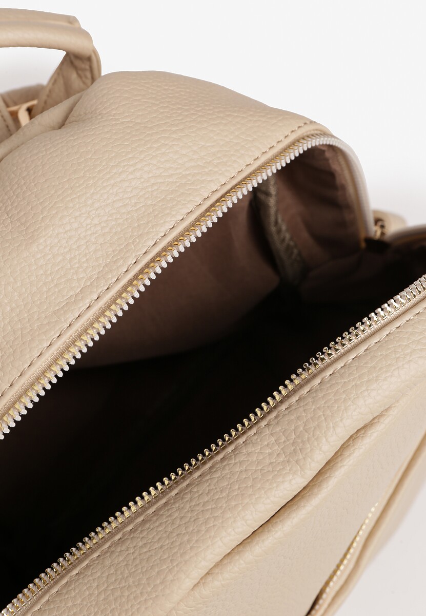 Beżowy Plecak z Metalicznym Napisem Elisalla