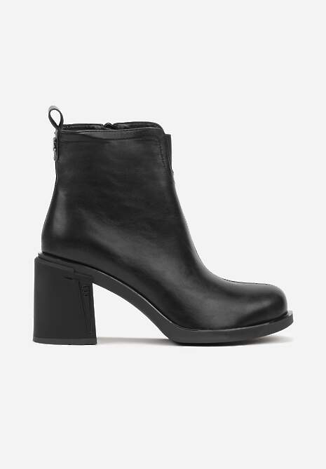 Czarne Botki VICES na Słupkowym Obcasie z Elastyczną Wstawką w Cholewce Sevea