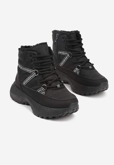 Czarne Sportowe Śniegowce Chunky na Platformie Ishweda