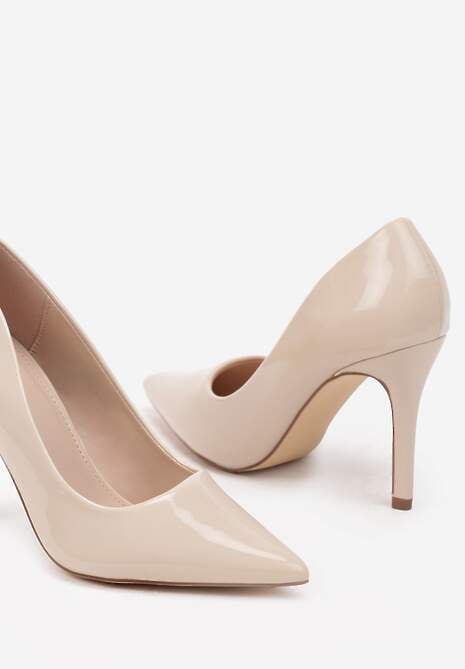 Beżowe Szpilki Lakierowane w Klasycznym Stylu Rotina