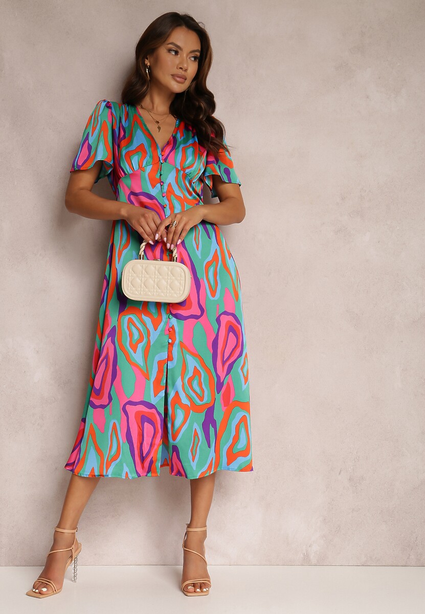 Zielono-Różowa Sukienka Eudathe