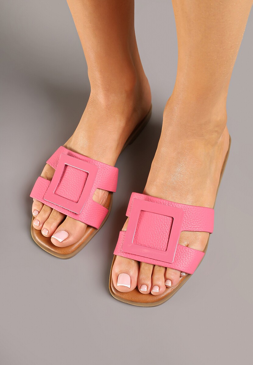 Fuksjowe Klapki z Kwadratową Ozdobą Uliswenna