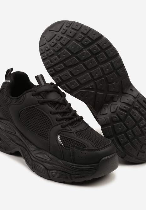 Czarne Sneakersy Vices na Platformie Ozdobione Tłoczeniem Natiselle