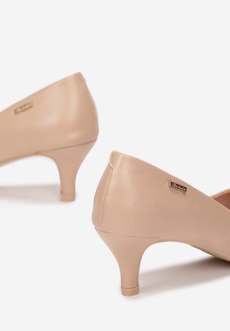 Beżowe Czółenka z Migdałowym Noskiem i Niskiej Szpilce Zazie