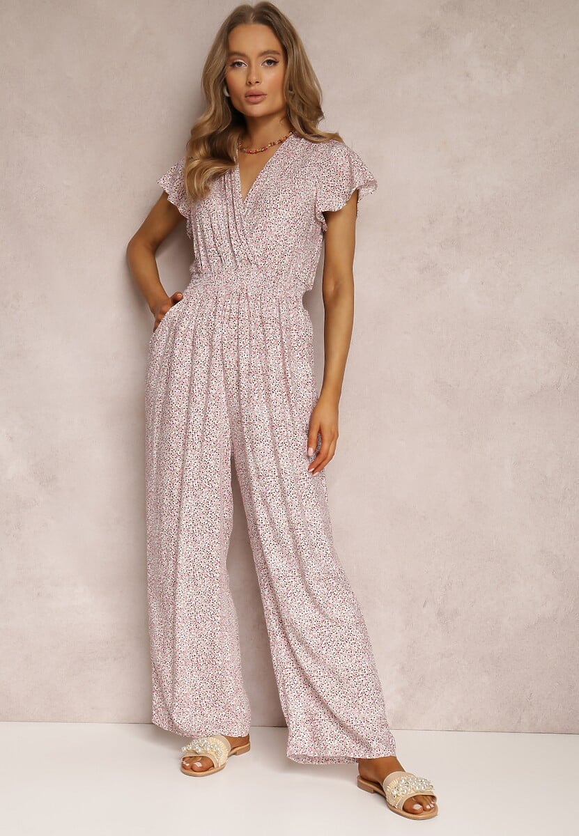 Różowo-Biały Kombinezon z Wiskozy Nesiasa