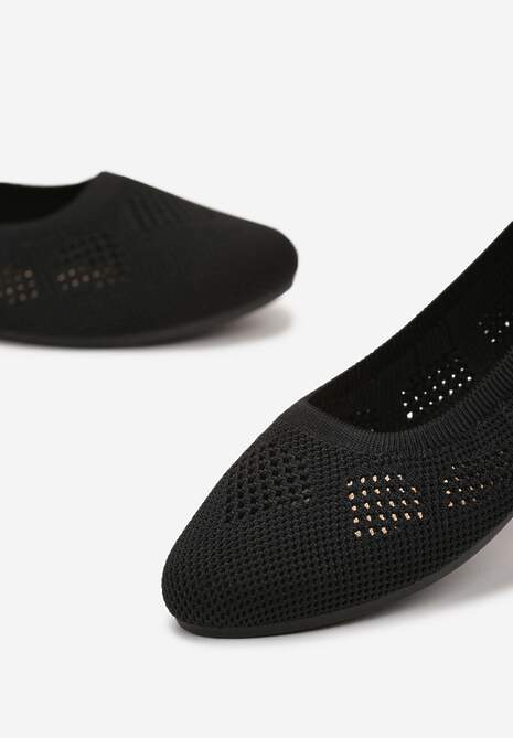 Czarne Ażurowe Balerinki z Okrągłym Noskiem Siotte