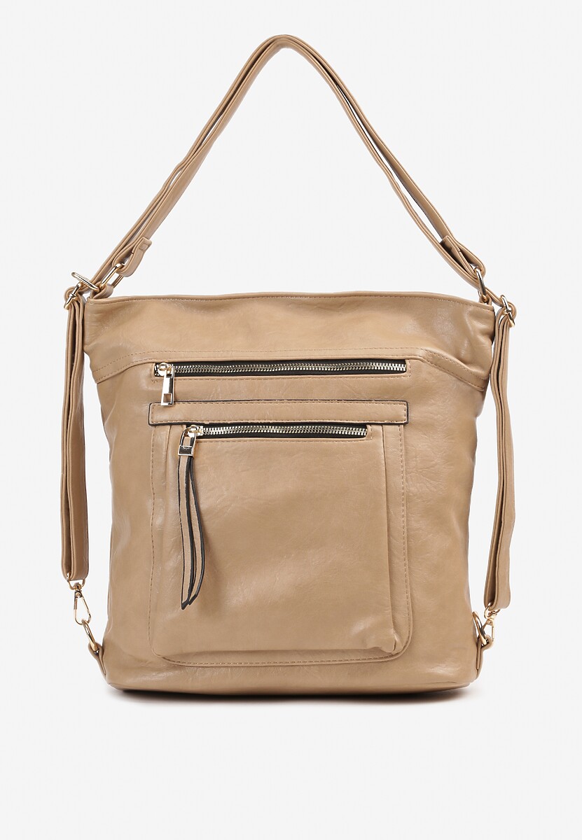 Beżowa Torebka Klasyczna z Ozdobnymi Suwakami i Regulacją Rączki Tailynna