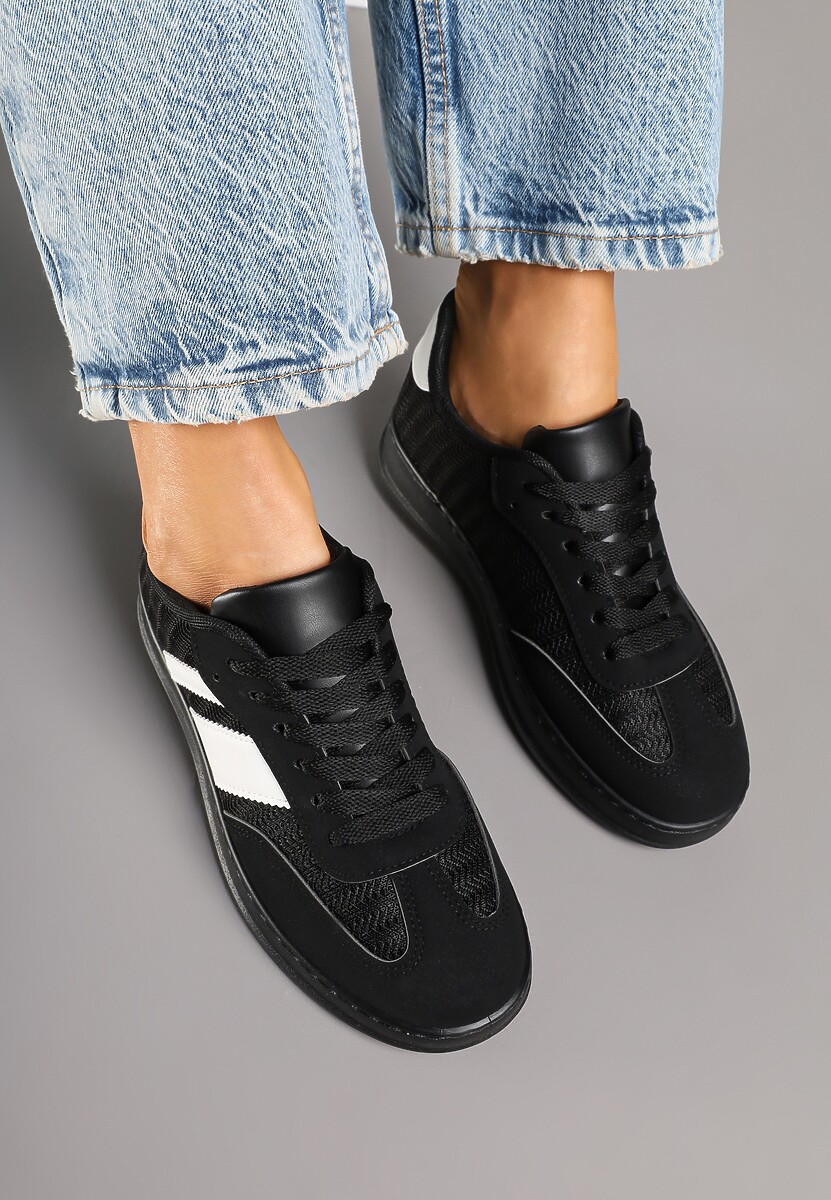 Czarne Klasyczne Sneakersy Tenisówki na Półprzezroczystej Podeszwie Niniel