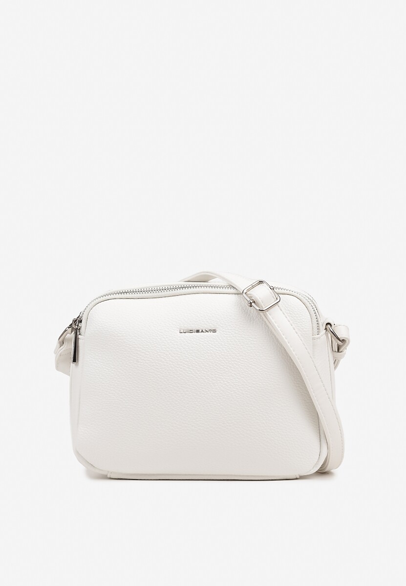 Biała Torebka Trzykomorowa Typu Listonoszka Ozdobiona Napisem Redemara